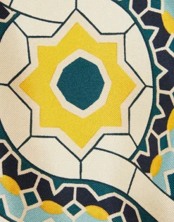 Short ShirtMudejar Placée Blue in Silk Twill