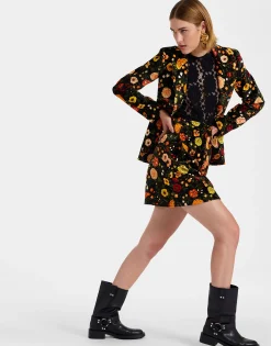 Short SkirtBotticelli Black in Cotton Velvet
