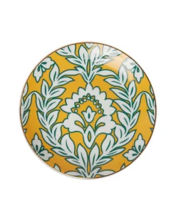 Side Plates Set Of 2Yellow - Violet Garland in Porcelain