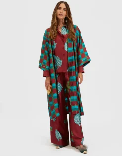 Silk RobeSfere Grandi Verde in Twill Silk