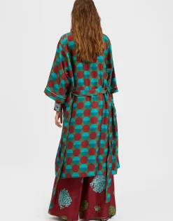 Silk RobeSfere Grandi Verde in Twill Silk
