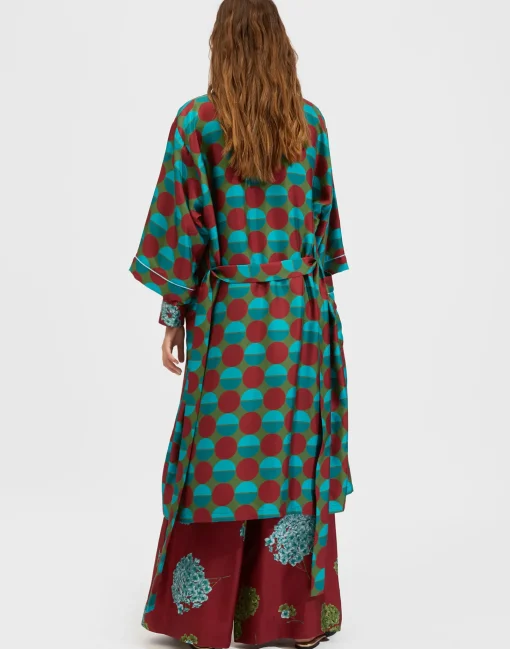 Silk RobeSfere Grandi Verde in Twill Silk