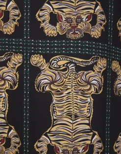 Silk RobeTiger Tiles Black in Twill Silk