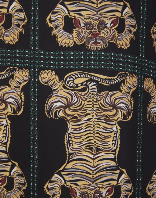 Silk RobeTiger Tiles Black in Twill Silk