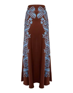 Sleek SkirtSignoria Placée Brown in Satin