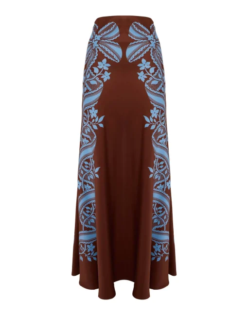Sleek SkirtSignoria Placée Brown in Satin