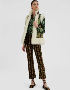 Sleeveless Folk JacketThe Nile Placée Black in Faille