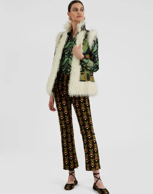 Sleeveless Folk JacketThe Nile Placée Black in Faille
