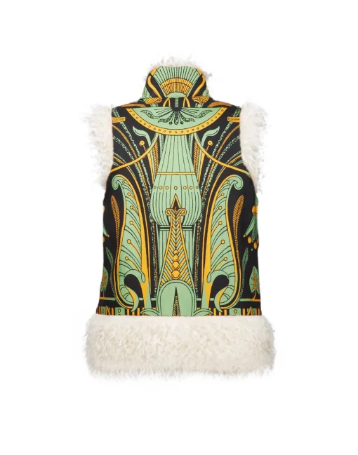 Sleeveless Folk JacketThe Nile Placée Black in Faille