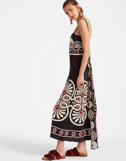 Slip-Around DressMedallion Placée Black in Crepe De Chine