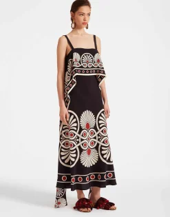 Slip-Around DressMedallion Placée Black in Crepe De Chine