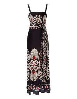 Slip-Around DressMedallion Placée Black in Crepe De Chine