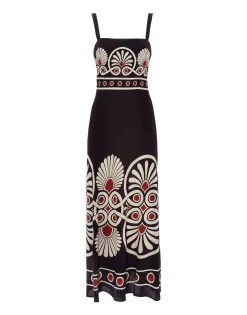 Slip-Around DressMedallion Placée Black in Crepe De Chine