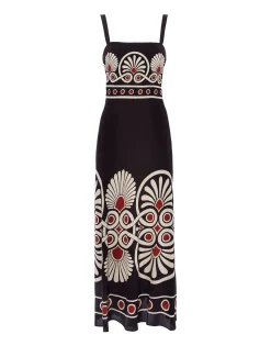 Slip-Around DressMedallion Placée Black in Crepe De Chine