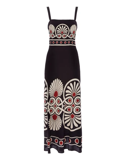 Slip-Around DressMedallion Placée Black in Crepe De Chine