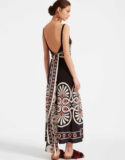Slip-Around DressMedallion Placée Black in Crepe De Chine