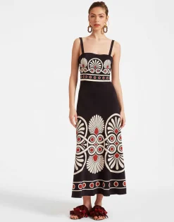 Slip-Around DressMedallion Placée Black in Crepe De Chine