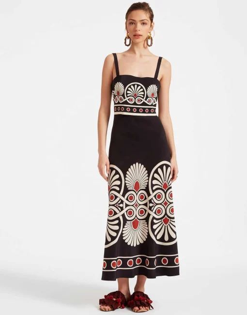 Slip-Around DressMedallion Placée Black in Crepe De Chine