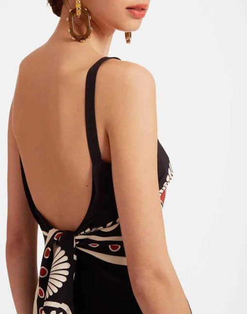 Slip-Around DressMedallion Placée Black in Crepe De Chine