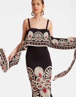 Slip-Around DressMedallion Placée Black in Crepe De Chine
