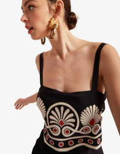 Slip-Around DressMedallion Placée Black in Crepe De Chine