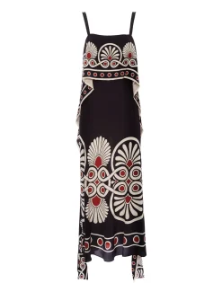 Slip-Around DressMedallion Placée Black in Crepe De Chine