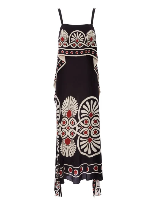 Slip-Around DressMedallion Placée Black in Crepe De Chine