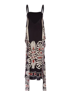 Slip-Around DressMedallion Placée Black in Crepe De Chine