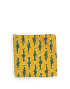 Small Napkins Set Of 4Como Fish Yellow Small in Linen