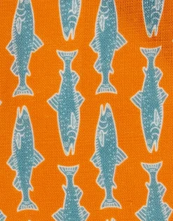 Small Napkins Set Of 4Como Fish Orange Small in Linen