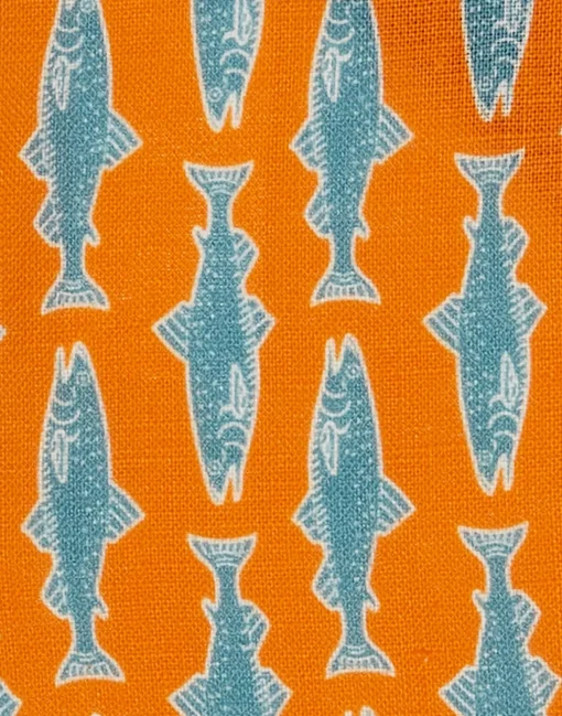 Small Napkins Set Of 4Como Fish Orange Small in Linen