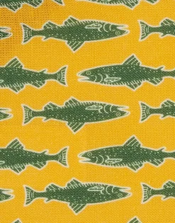 Small Napkins Set Of 4Como Fish Yellow Small in Linen