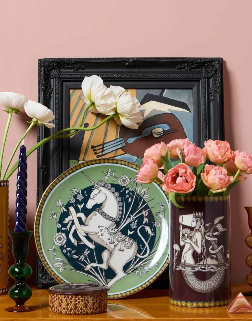 Small Pillar VaseThe Mermaid Bordeaux in Porcelain