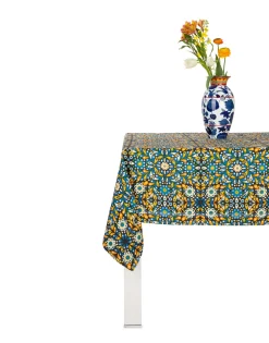 Small TableclothConfetti Blu in Linen