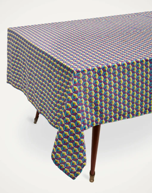 Small TableclothCubi Giallo/Fucsia in Linen