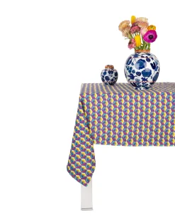 Small TableclothCubi Giallo/Fucsia in Linen