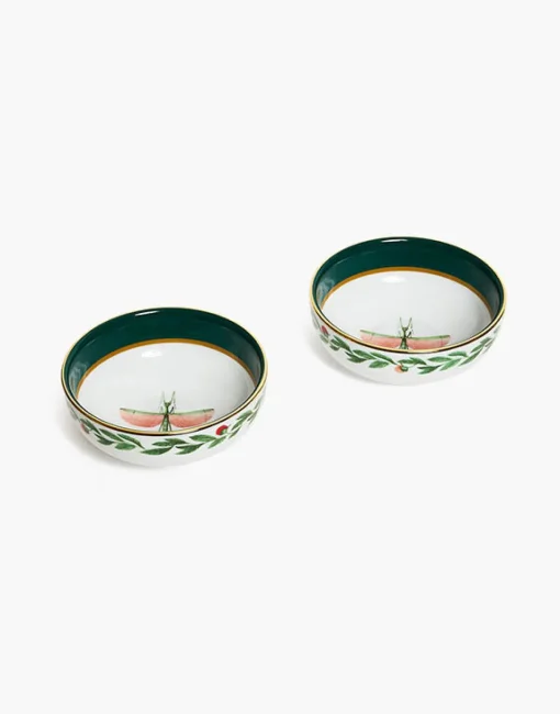 Snack Bowl Set Of 2Libellula Green in Porcelain