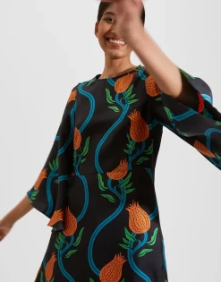 Sorella DressMelograno Nero in Silk Twill
