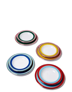 Soup & Dinner Plate Set of 4Rainbow Mix in Porcelain