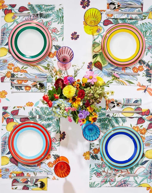 Soup & Dinner Plate Set of 4Rainbow Mix in Porcelain