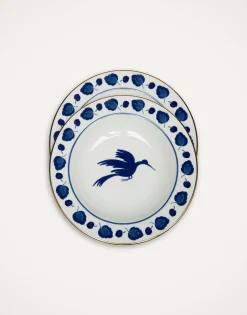 Soup Plates Set Of 2Wildbird Blue in Porcelain