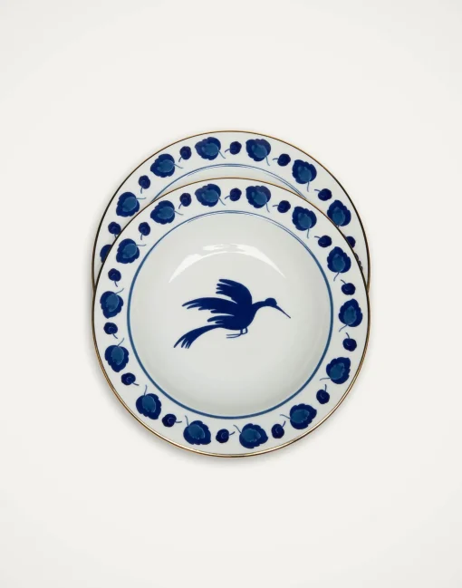 Soup Plates Set Of 2Wildbird Blue in Porcelain