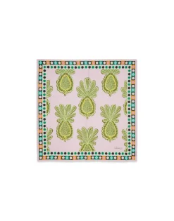 Square ScarfBig Pineapple Pink in Cotton/Silk