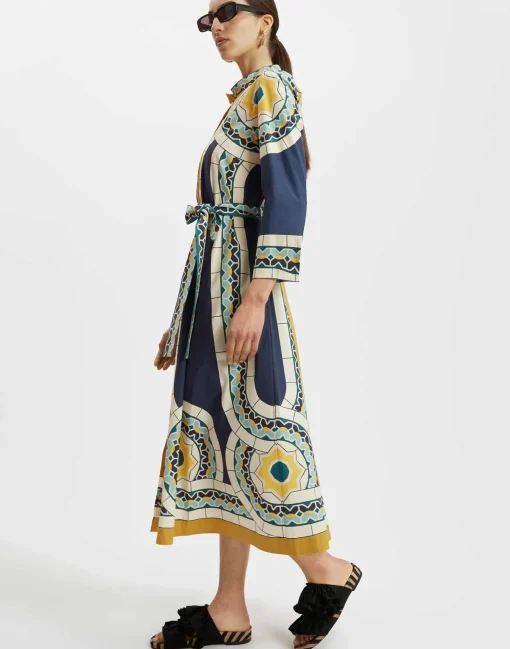 Sundowner DressMudejar Placée Blue in Cotton Poplin