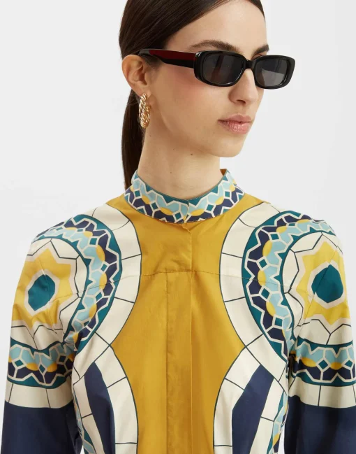 Sundowner DressMudejar Placée Blue in Cotton Poplin
