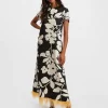 Swing Dress (With Feathers)Winter Jasmine in Twill Silk