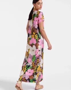 Swing DressBig Flower in Silk Twill