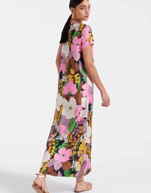 Swing DressBig Flower in Silk Twill