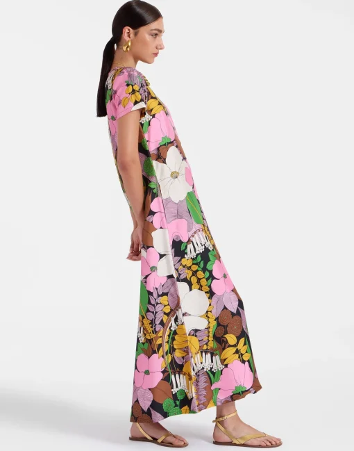 Swing DressBig Flower in Silk Twill