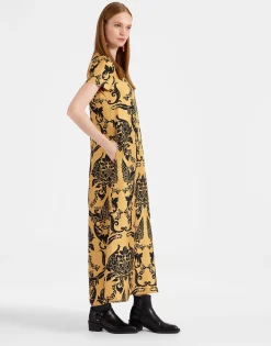 Swing DressCherubs Gold in Silk Twill